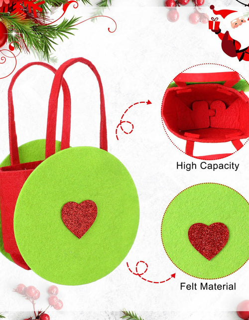 Load image into Gallery viewer, Sweetude Lime Green Christmas Felt Treat Bags 12 Pcs 5.39x9.06 Inch
