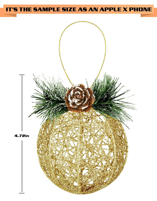 Load image into Gallery viewer, Christmas Ball Ornaments 4pc Set Champagne Pinecone Rattan String Decor
