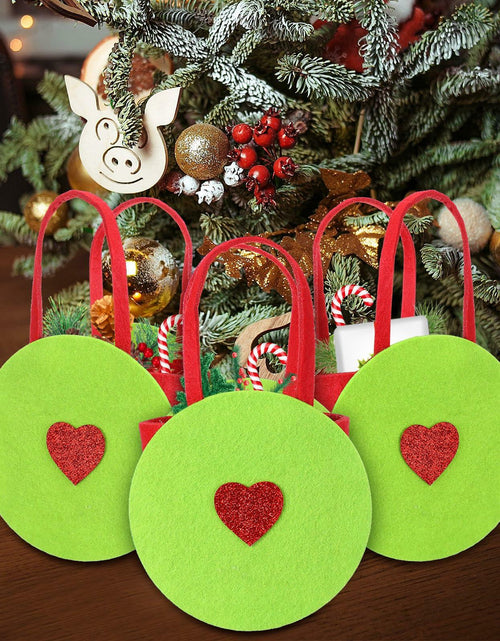 Load image into Gallery viewer, Sweetude Lime Green Christmas Felt Treat Bags 12 Pcs 5.39x9.06 Inch
