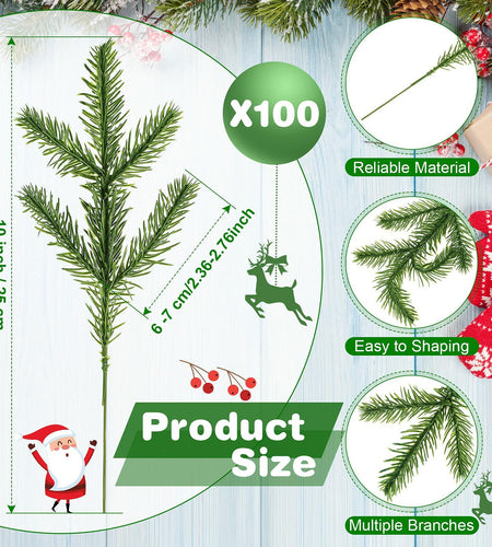 100 Pieces Artificial Pine Needles 10in Green Christmas DIY Accessories