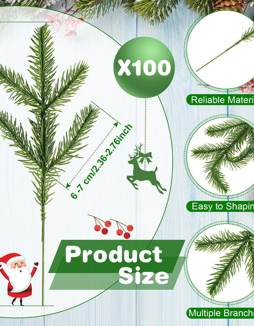 Load image into Gallery viewer, 100 Pieces Artificial Pine Needles 10in Green Christmas DIY Accessories
