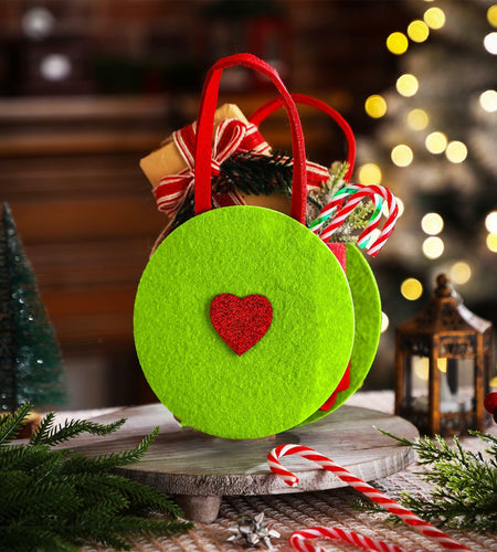 Sweetude Lime Green Christmas Felt Treat Bags 12 Pcs 5.39x9.06 Inch