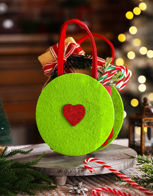 Load image into Gallery viewer, Sweetude Lime Green Christmas Felt Treat Bags 12 Pcs 5.39x9.06 Inch
