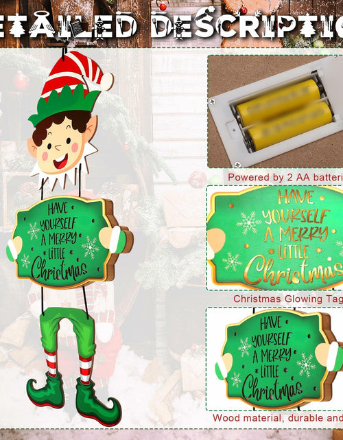 Load image into Gallery viewer, [Like New] Elf Boys Hanging Sign with Lights Wooden Christmas Decor Indoor Outdoor
