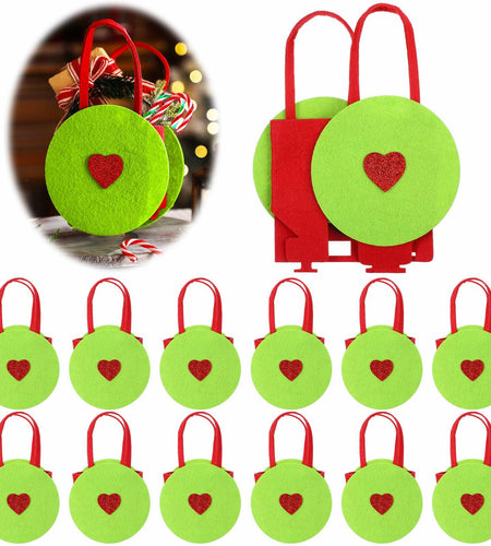 Sweetude Lime Green Christmas Felt Treat Bags 12 Pcs 5.39x9.06 Inch