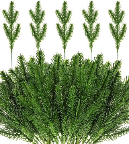 100 Pieces Artificial Pine Needles 10in Green Christmas DIY Accessories
