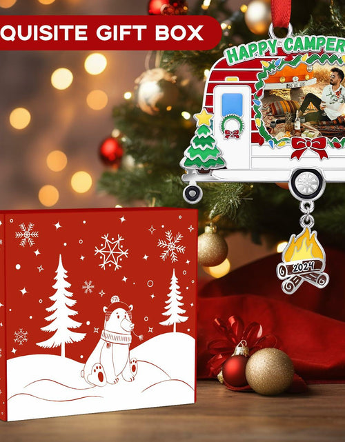 Load image into Gallery viewer, Camping Ornament Camper Photo Frame Christmas Tree Decoration 2024
