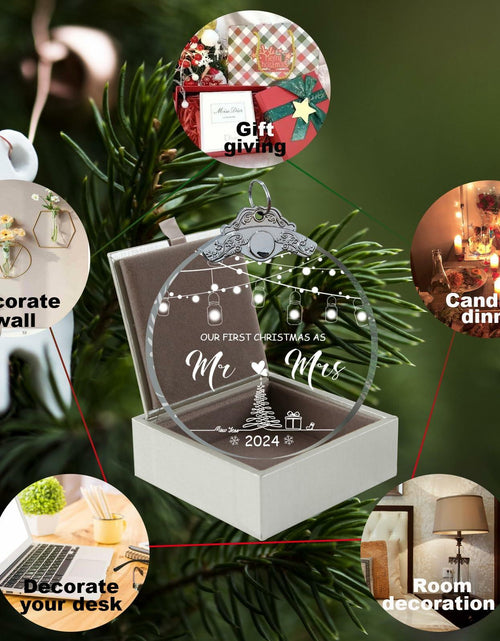 Load image into Gallery viewer, Unique 2024 Crystal Glass Wedding Ornament Mr and Mrs Gift for Couples

