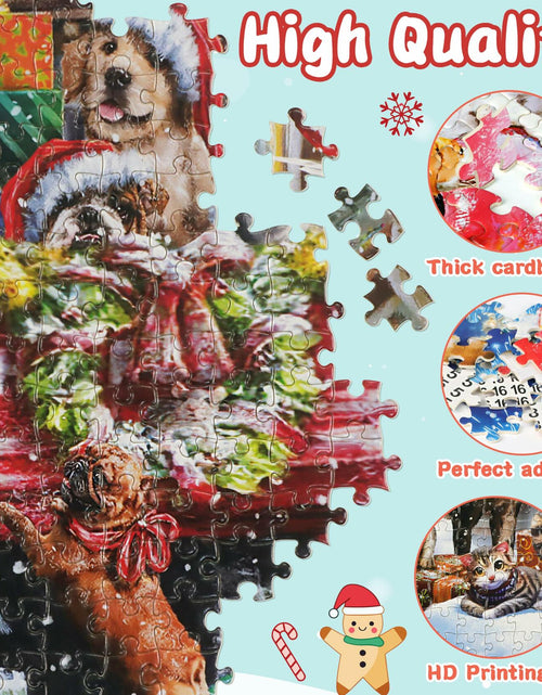 Load image into Gallery viewer, Alagoo 2025 Holiday Jigsaw Puzzle Advent Calendar Puppy &amp; Cat 1008 pcs
