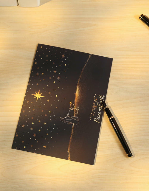 Load image into Gallery viewer, CareGifts Religious Christmas Card Gold Foil Peace on Earth 6x8 Inch 1 PC
