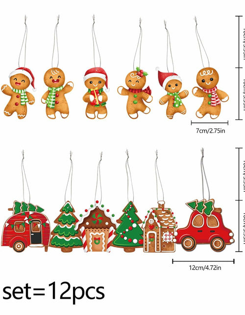Load image into Gallery viewer, 12pcs Gingerbread Man Christmas Tree Ornaments Cute Xmas Decor Accessories
