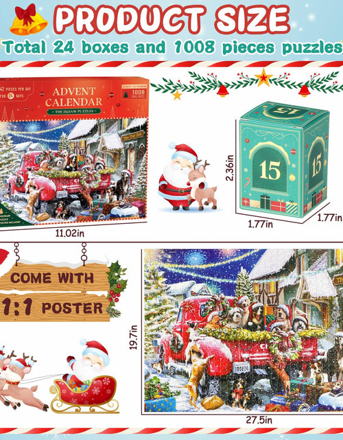Load image into Gallery viewer, Alagoo 2025 Holiday Jigsaw Puzzle Advent Calendar Puppy &amp; Cat 1008 pcs

