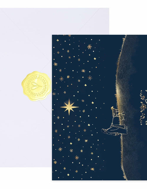 Load image into Gallery viewer, CareGifts Religious Christmas Card Gold Foil Peace on Earth 6x8 Inch 1 PC
