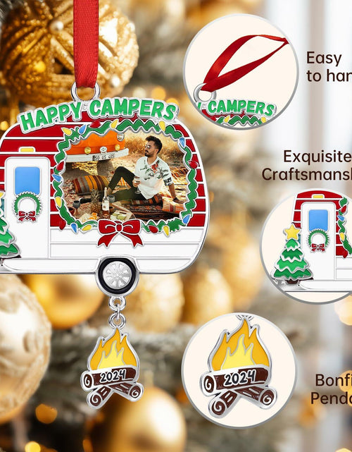 Load image into Gallery viewer, Camping Ornament Camper Photo Frame Christmas Tree Decoration 2024
