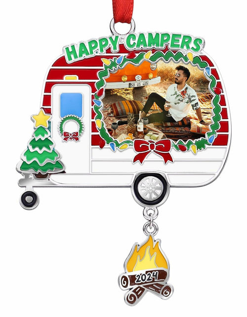 Load image into Gallery viewer, Camping Ornament Camper Photo Frame Christmas Tree Decoration 2024
