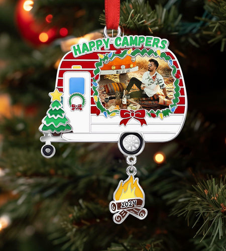 Camping Ornament Camper Photo Frame Christmas Tree Decoration 2024