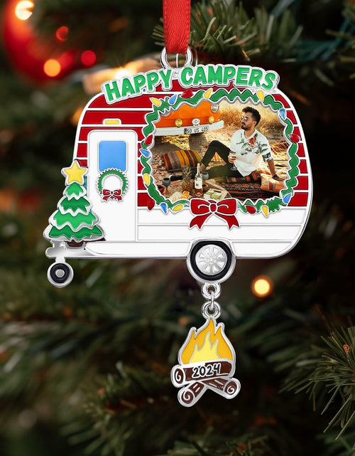 Load image into Gallery viewer, Camping Ornament Camper Photo Frame Christmas Tree Decoration 2024
