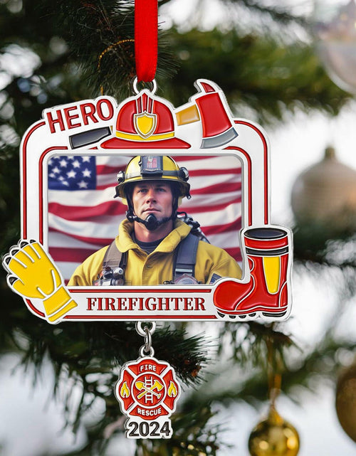 Load image into Gallery viewer, Personalized Firefighter Christmas Ornament 2024 Custom Engraved Keepsake
