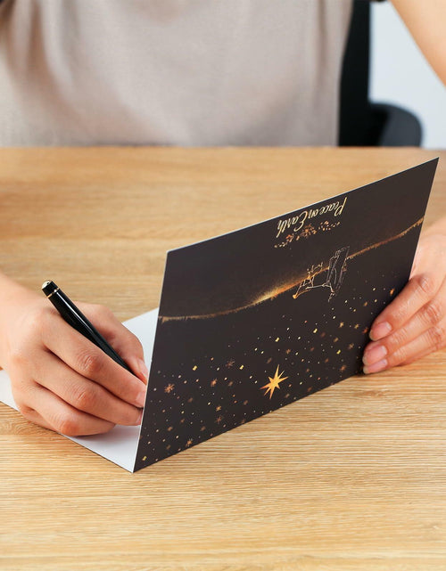 Load image into Gallery viewer, CareGifts Religious Christmas Card Gold Foil Peace on Earth 6x8 Inch 1 PC
