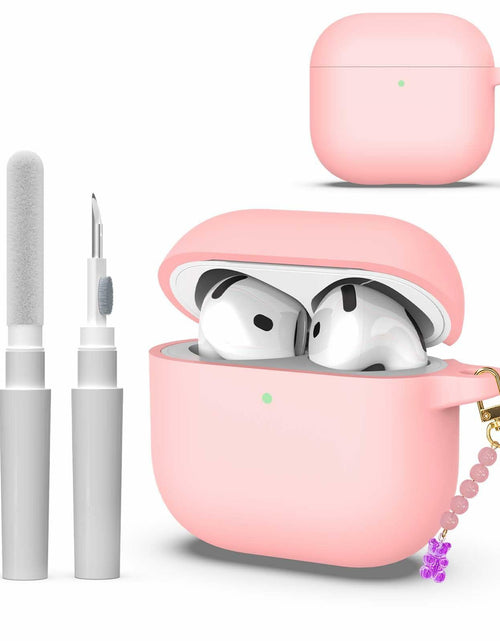 Load image into Gallery viewer, Silicone Case Compatible with AirPods 4th Gen Keychain Pendant Lanyard Pink

