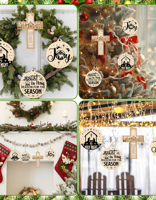 Load image into Gallery viewer, Christian Nativity Ornaments Cross Scene Set 8 Pcs Christmas Decor
