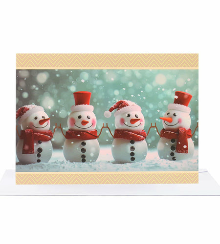 CareGifts Christmas Snowman Card 6x8 Inch 1 PCS with Envelopes Stickers