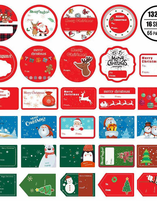 Load image into Gallery viewer, 132 PCS Christmas Tags Stickers Santa Snowmen Xmas Tree Deer Labels
