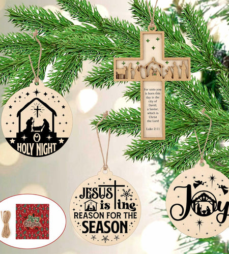 Christian Nativity Ornaments Cross Scene Set 8 Pcs Christmas Decor
