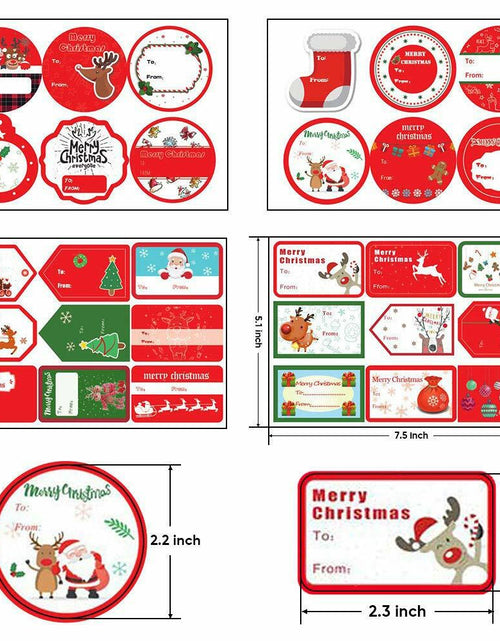 Load image into Gallery viewer, 132 PCS Christmas Tags Stickers Santa Snowmen Xmas Tree Deer Labels
