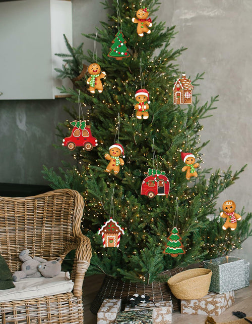 Load image into Gallery viewer, 12pcs Gingerbread Man Christmas Tree Ornaments Cute Xmas Decor Accessories

