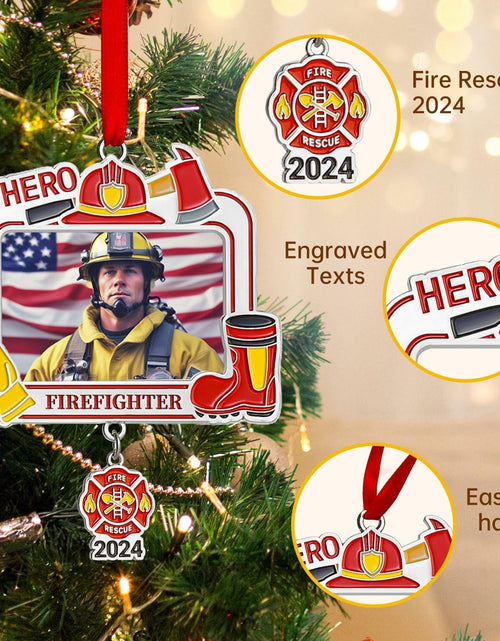 Load image into Gallery viewer, Personalized Firefighter Christmas Ornament 2024 Custom Engraved Keepsake
