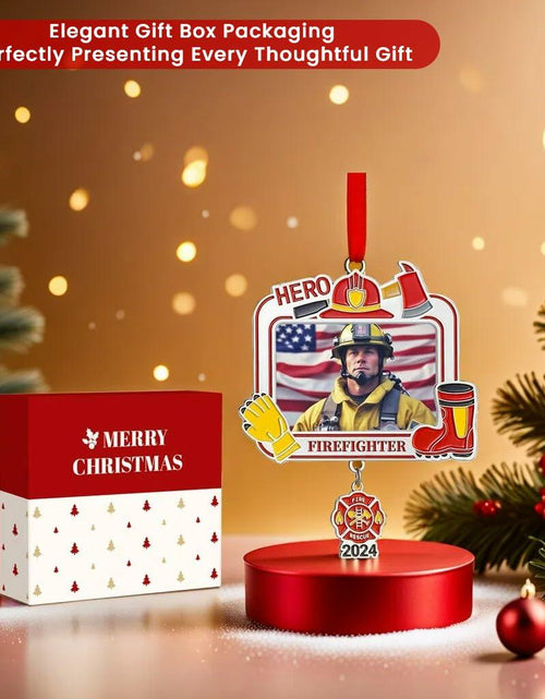 Load image into Gallery viewer, Personalized Firefighter Christmas Ornament 2024 Custom Engraved Keepsake
