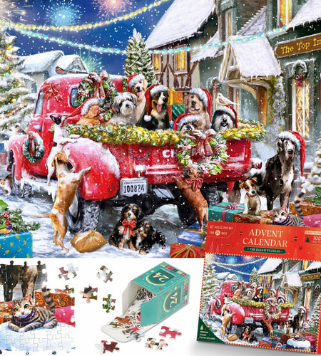 Alagoo 2025 Holiday Jigsaw Puzzle Advent Calendar Puppy & Cat 1008 pcs