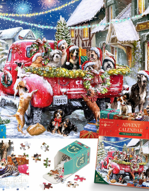 Load image into Gallery viewer, Alagoo 2025 Holiday Jigsaw Puzzle Advent Calendar Puppy &amp; Cat 1008 pcs
