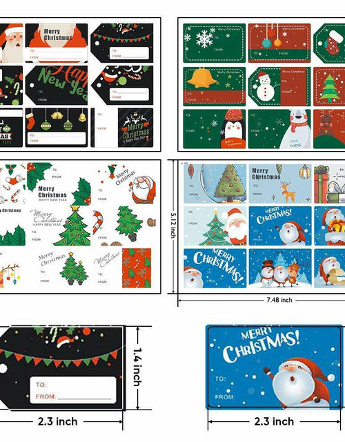 Load image into Gallery viewer, 132 PCS Christmas Tags Stickers Santa Snowmen Xmas Tree Deer Labels
