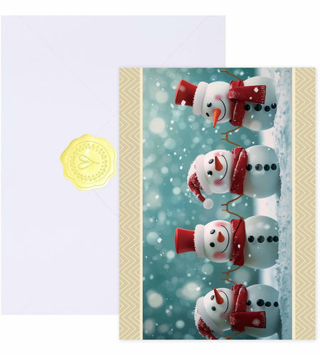 CareGifts Christmas Snowman Card 6x8 Inch 1 PCS with Envelopes Stickers