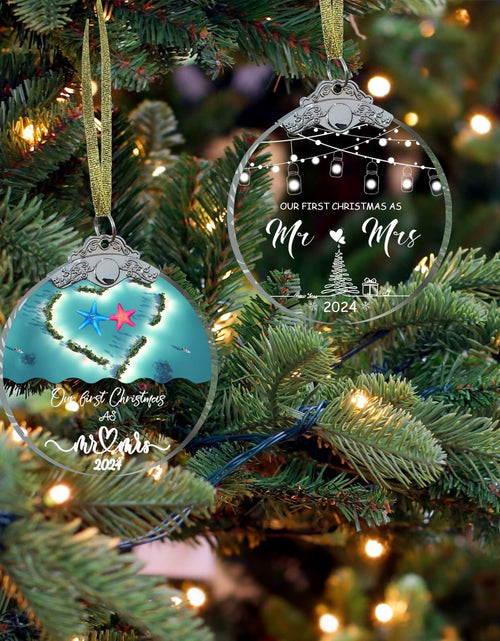 Load image into Gallery viewer, Unique 2024 Crystal Glass Wedding Ornament Mr and Mrs Gift for Couples
