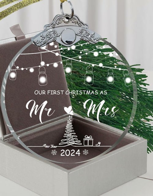 Load image into Gallery viewer, Unique 2024 Crystal Glass Wedding Ornament Mr and Mrs Gift for Couples
