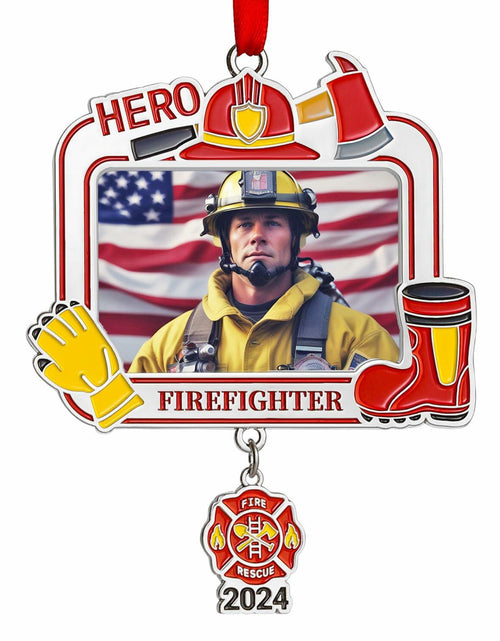 Load image into Gallery viewer, Personalized Firefighter Christmas Ornament 2024 Custom Engraved Keepsake
