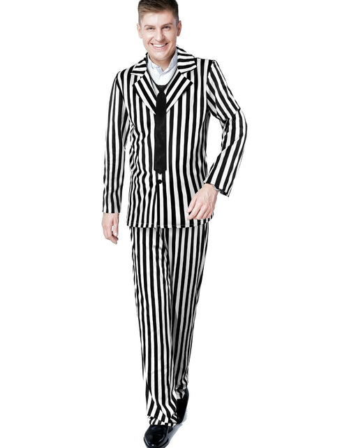 Load image into Gallery viewer, Halloween Black White Striped Men Costume Comedy Horror Size XXL
