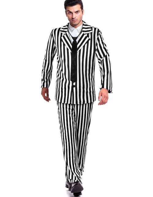 Load image into Gallery viewer, Halloween Black White Striped Men Costume Comedy Horror Size XXL
