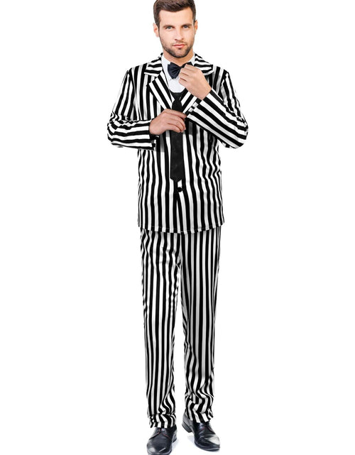 Load image into Gallery viewer, Halloween Black White Striped Men Costume Comedy Horror Size XXL
