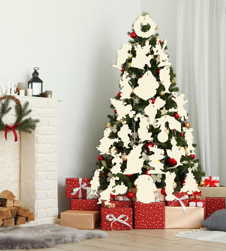 Christmas Green Monster Paper Card Ornaments Set of 24 Xmas Decorations