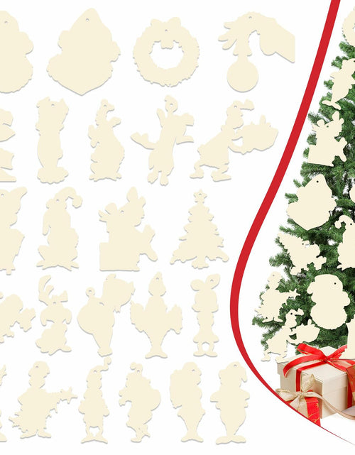 Load image into Gallery viewer, Christmas Green Monster Paper Card Ornaments Set of 24 Xmas Decorations

