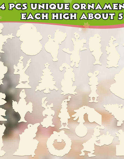 Load image into Gallery viewer, Christmas Green Monster Paper Card Ornaments Set of 24 Xmas Decorations

