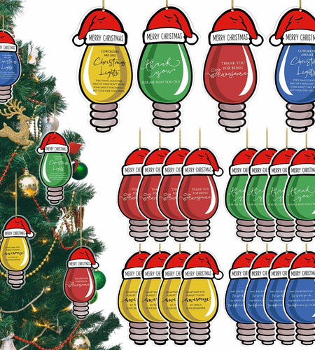 Syhood 24 Pcs Christmas Light Bulb Ornaments Xmas Tree Hanging Decor
