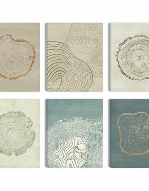 Load image into Gallery viewer, Anyzal Tree Ring Canvas Wall Art 6 Panels Gray 8x10 inches
