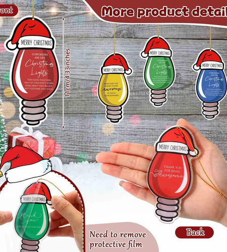 Syhood 24 Pcs Christmas Light Bulb Ornaments Xmas Tree Hanging Decor