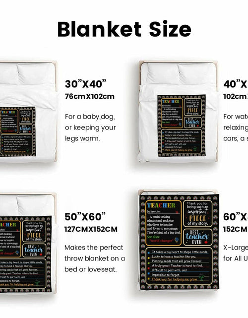 Load image into Gallery viewer, GEIFIN Flannel, Throw Blanket, Teacher Gifts, 60x80 inches, Black, Letter Print
