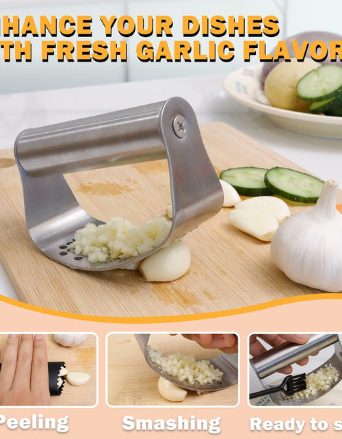 Load image into Gallery viewer, FATUXZ 3-Piece Stainless Steel Garlic Press Set with Silicone Peeler
